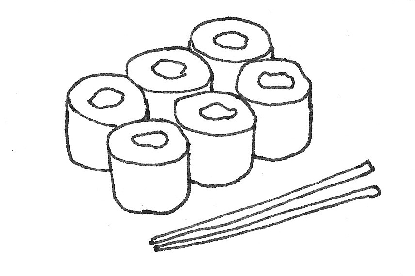 Image of sushi and chopsticks