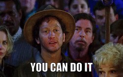 GIF of a scene from the move The Waterboy saying, "Your can do it"