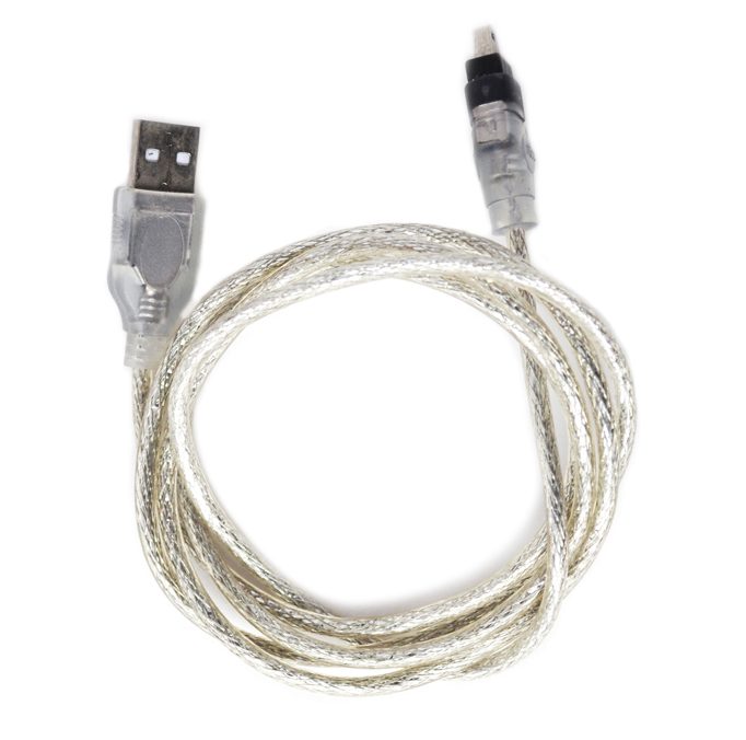 Image of a silver electrical cord wrapped around itself on a white background, e-waste like this is recyclable where available