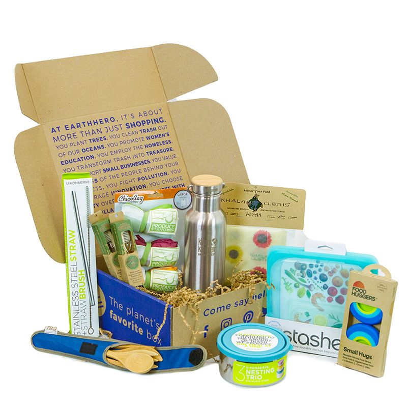 Image of several items in the zero waste gift boxes from EarthHero